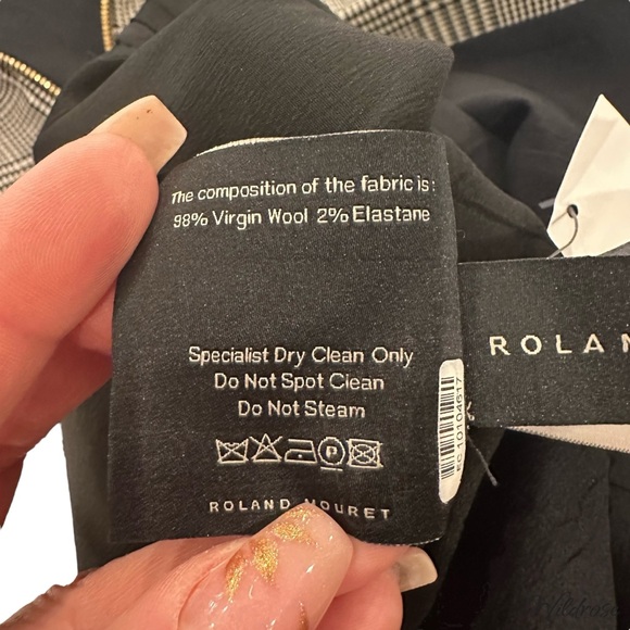 ROLAND MOURET Black & White Houndstooth Sheath Dress SZ 2 - Picture 11 of 13